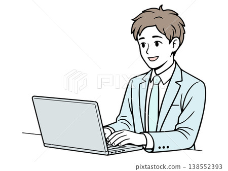 Young man working on a laptop Young man working on a laptop 138552393