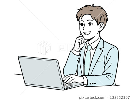年輕的商人使用筆記本 138552397