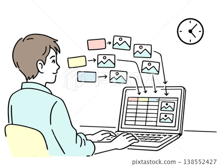 Illustration of a man working digitally. 138552427