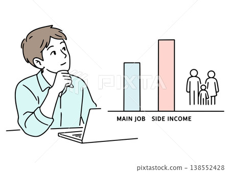Illustration of a thinking man and a statistical graph 138552428