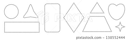Dashed line square and round borders, dotted rectangles, circles 138552444