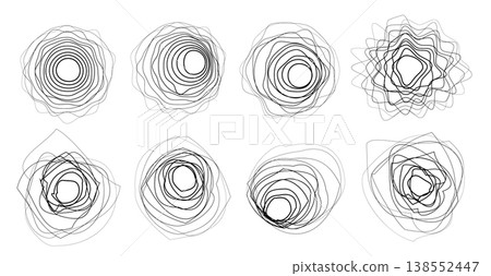 Line round wave icon, concentric linear sound pattern Line round wave icon, concentric linear sound pattern 138552447