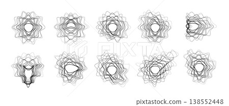 Line round wave icon, concentric linear sound pattern Line round wave icon, concentric linear sound pattern 138552448