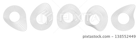 Line round wave icon, concentric linear sound pattern 138552449