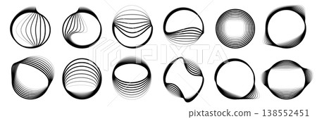 Line round wave icon, concentric linear sound pattern Line round wave icon, concentric linear sound pattern 138552451