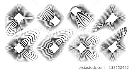 Line round wave icon, concentric linear sound pattern Line round wave icon, concentric linear sound pattern 138552452