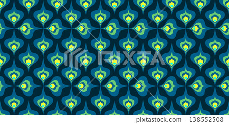 Peacock feather seamless pattern, abstract geometric Indian motif 138552508