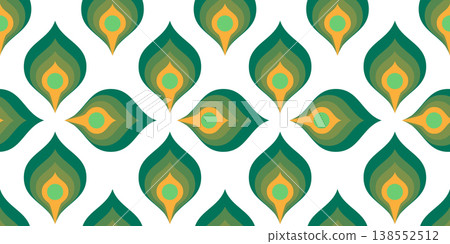 Peacock feather seamless pattern, abstract geometric Indian motif 138552512