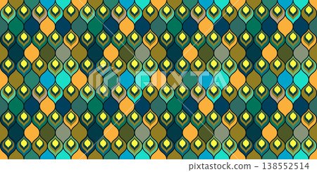 Peacock feather seamless pattern, abstract geometric Indian motif 138552514