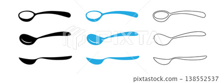 Spoon with coffee icon, teaspoon with liquid dripping cream or yogurt Spoon with coffee icon, teaspoon with liquid dripping cream or yogurt 138552537