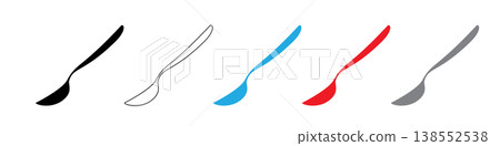 Spoon with coffee icon, teaspoon with liquid dripping cream or yogurt Spoon with coffee icon, teaspoon with liquid dripping cream or yogurt 138552538