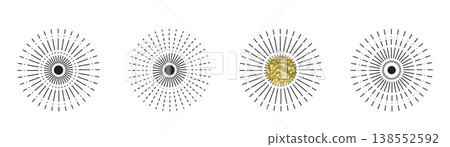 Line sun ray set. Star burst icon, sunburst radial shapes collection 138552592
