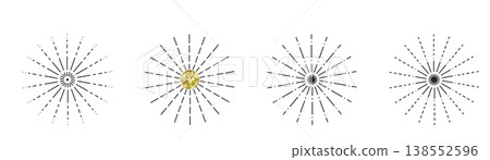 Line sun ray set. Star burst icon, sunburst radial shapes collection 138552596