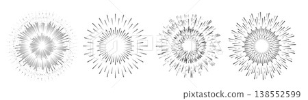 Line sun ray set. Star burst icon, sunburst radial shapes collection 138552599