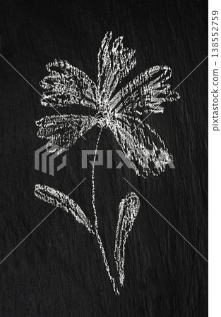 Hand drawn crayon flower on black 138552759