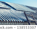 Solar Panels covered with ice and frost on a cold and sunny winter day 138553307