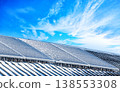 Solar Panels covered with ice and frost on a cold and sunny winter day 138553308