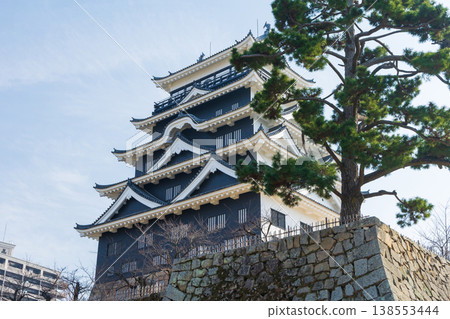 Fukuyama Castle (north side covered with corrugated iron plates), one of Japan's Top 100 Castles, in winter in Fukuyama City, Hiroshima Prefecture. Fukuyama Castle (north side covered with corrugated iron plates), one of Japan's Top 100 Castles, in winter in Fukuyama City, Hiroshima Prefecture. 138553444