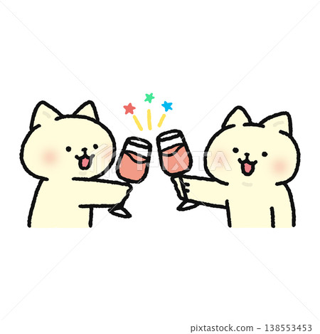 一隻可愛的貓咪舉杯慶祝 一隻可愛的貓咪舉杯慶祝 138553453