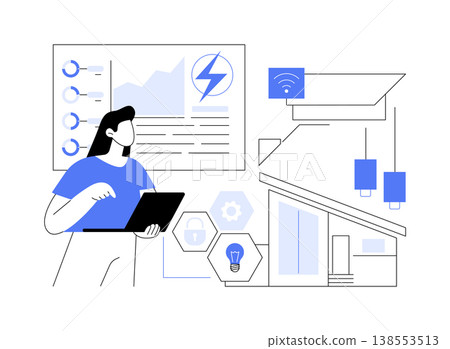 Smart Home Energy Monitoring abstract concept vector illustration. Smart Home Energy Monitoring abstract concept vector illustration. 138553513