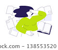 Worries before exams isolated cartoon vector illustrations. Worries before exams isolated cartoon vector illustrations. 138553520