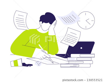 Study too much isolated cartoon vector illustrations. Study too much isolated cartoon vector illustrations. 138553521