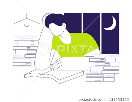 Study late at night isolated cartoon vector illustrations. Study late at night isolated cartoon vector illustrations. 138553523