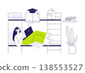 Study in the dormitory isolated cartoon vector illustrations. Study in the dormitory isolated cartoon vector illustrations. 138553527