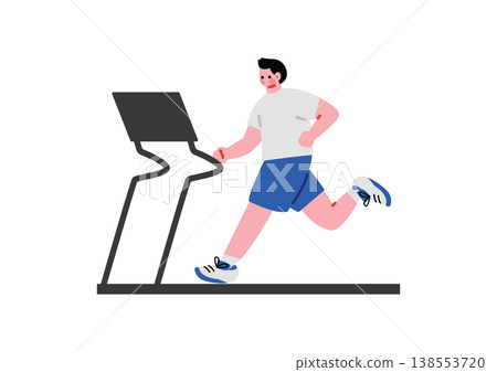 Illustration of a man running on a treadmill Illustration of a man running on a treadmill 138553720