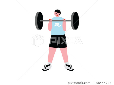 Illustration of a man lifting dumbbells Illustration of a man lifting dumbbells 138553722