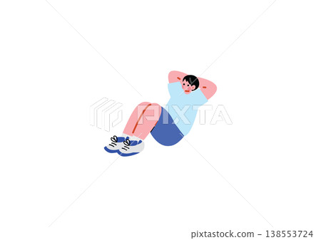 Illustration of a man doing abdominal muscles 138553724