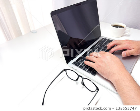 Hands to operate the personal computer Hands to operate the personal computer 138553747