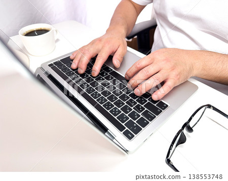Hands to operate the personal computer Hands to operate the personal computer 138553748