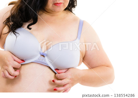 Fat woman big breast wearing bra 138554286