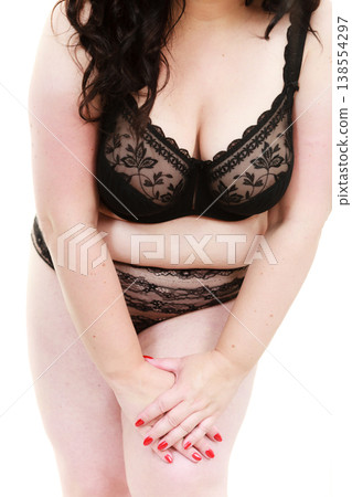 Plus size woman wearing bra lingerie 138554297