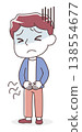 Illustration of a man suffering from lower abdominal pain (abdominal pain) 138554677