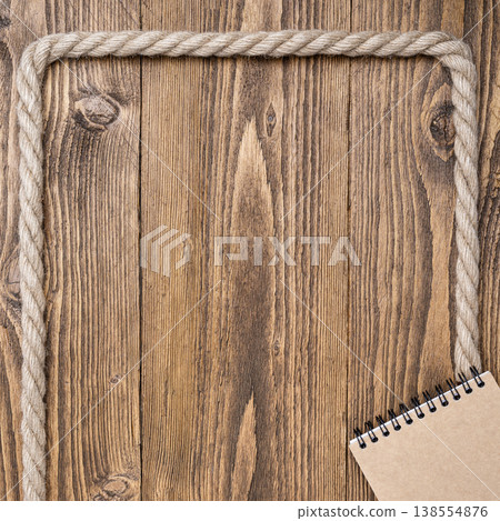 Square rustic workspace with notebook Square rustic workspace with notebook 138554876