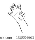 Hand gesture, bends fingers showing nails, animal posture, hand drawn 138554903