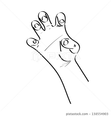 Hand gesture, bends fingers showing nails, animal posture, hand drawn Hand gesture, bends fingers showing nails, animal posture, hand drawn 138554903