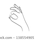 Finger snap gesture hand drawn vector illustration, minimal line art elegant hand pose 138554905
