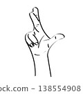 Crossed fingers hand gesture, good luck and hope sign 138554908