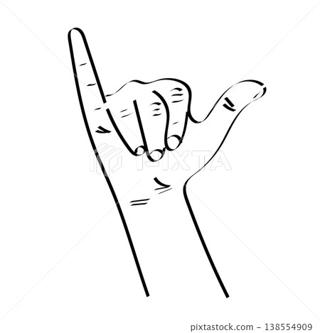 Shaka sign hand gesture vector illustration isolated on white background 138554909
