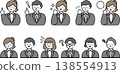 A set of men and women in suits with various expressions and poses. 138554913