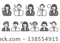 A set of men and women in suits with various expressions and poses. 138554915