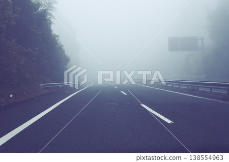 Roads where visibility is poor due to fog Roads where visibility is poor due to fog 138554963