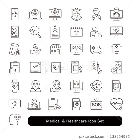 Medical and healthcare icon set 138554985