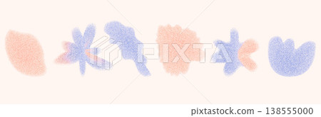 Coral and blue flower and leaves grain gradient shapes. Gentle florals set with soft blurry pastel naive colors. Organic noise trendy icons for y2k design. Vector grainy wildflowers forms on beige bg Coral and blue flower and leaves grain gradient shapes. Gentle florals set with soft blurry pastel naive colors. Organic noise trendy icons for y2k design. Vector grainy wildflowers forms on beige bg 138555000