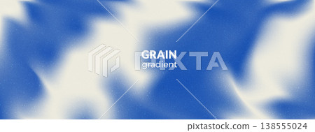 Abstract wavy blue and white grain gradient. Retro background with blur sand gradation. Vector abstract dark blue grainy gradient for retro y2k organic backdrop with rough paint or ink uneven splash 138555024
