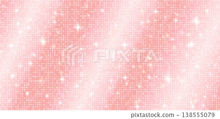 Rose gold glitter folded fabric background. Mosaic texture for luxury beauty and cosmetics design. Shiny sequin tile pattern with glamour sparkle for party banner and glam label design. Vector bg 138555079