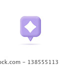 3d Purple Speech Bubble Icon with White Sparkle Sign Generate Content Concept Cartoon Design Style. Vector 138555113